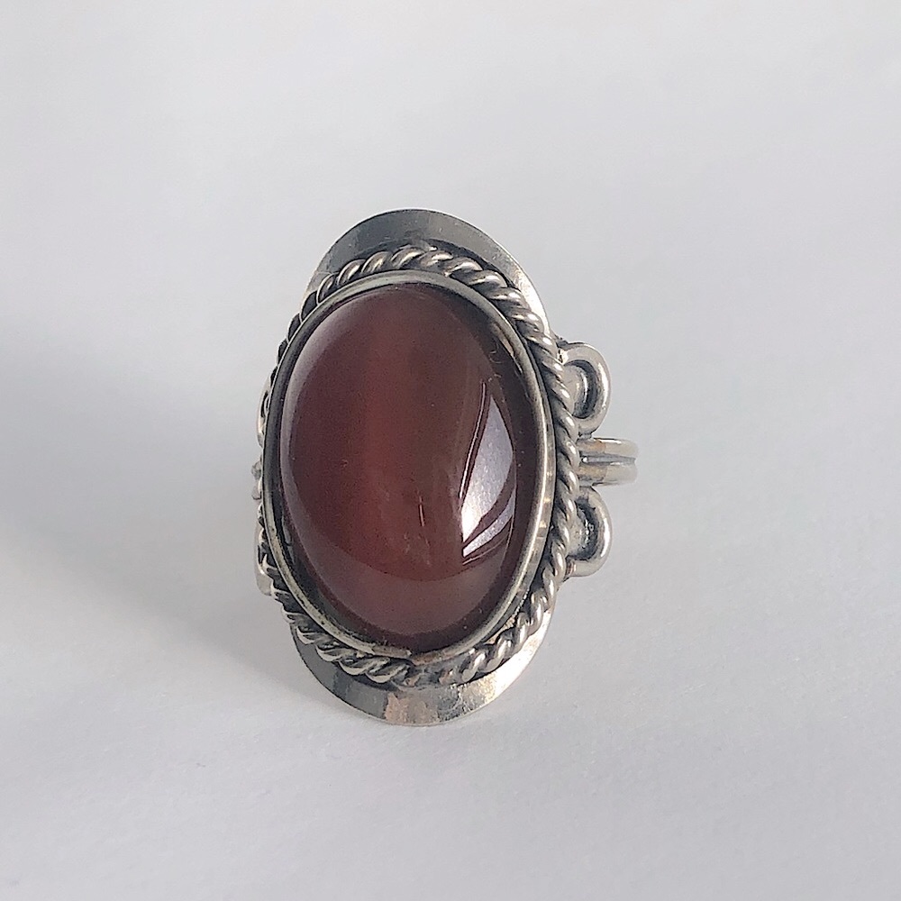 Carnelian Deep Brown Adjustable Ring - image 1
